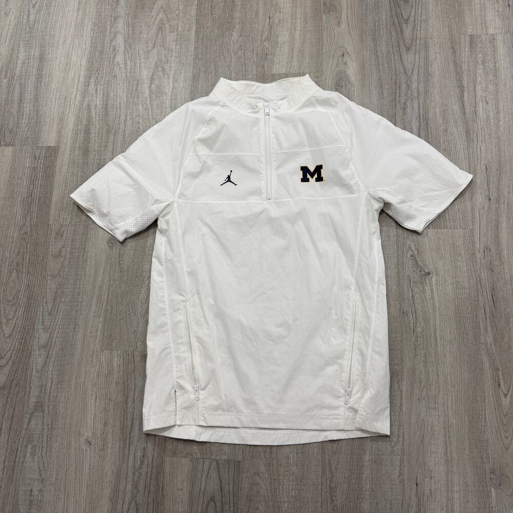 Nike Jordan Jumpman Michigan Wolverines Coaches Windbreaker Men's Small White